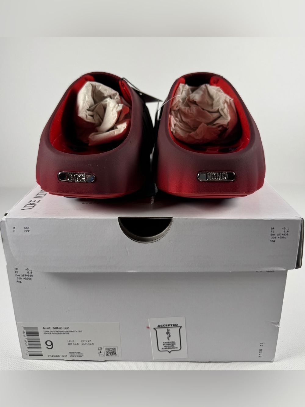 Nike Mind 001 Slide Team Red/ University Red. HQ4307-601  Mens 9 - Picture 3 of 7